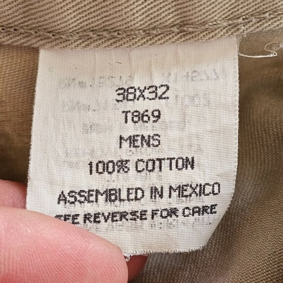 Vintage LL Bean Pleated Chino Pants Mens Tag 38x32 Act 36x31 Beige Read - Picture 6 of 13